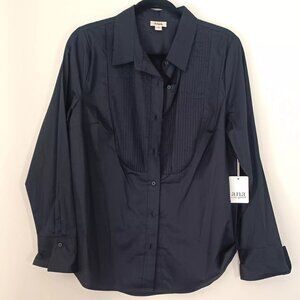 A.n.a. A New Approach Women Jet Black Long Sleeve Blouse XS MSRP $44